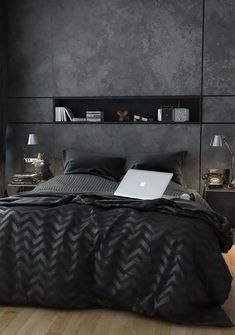 Masculine Bedroom Design, Masculine Interior Design, Design Interior Modern, Industrial Bedroom Design, Masculine Interior, Masculine Bedroom, Classy Bedroom, Industrial Bedroom, Dekorasi Kamar Tidur