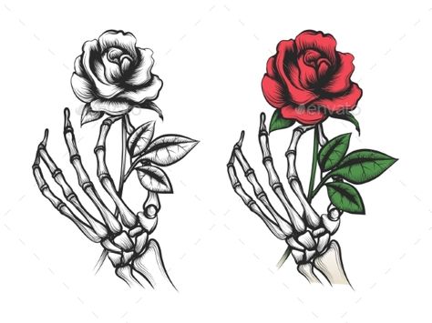 Rose Flower in Human Skeleton Hand Skeleton Hand Holding Rose Tattoo, Hand Holding Rose Tattoo, Holding Rose Tattoo, Skeleton Hand With Rose, Skeleton Hand Holding Rose, Hand Holding Tattoo, Hand With Rose, Hand Holding Rose, Skeleton Hand Holding