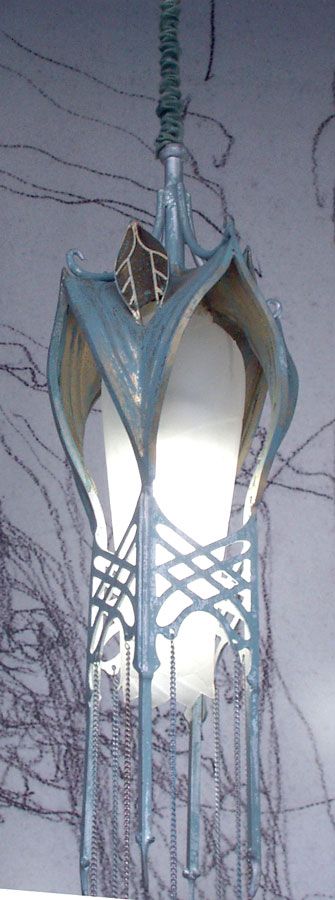 Elven Lamp #LOTR #ArtNouveau Elven Aesthetic Home, Elven Inspired Home, Elvish Room Aesthetic, Rivendell Decor, Lotr Architecture, Elvish Decor, Lotr Lantern, Lotr Galadriel Light, Elvish Architecture