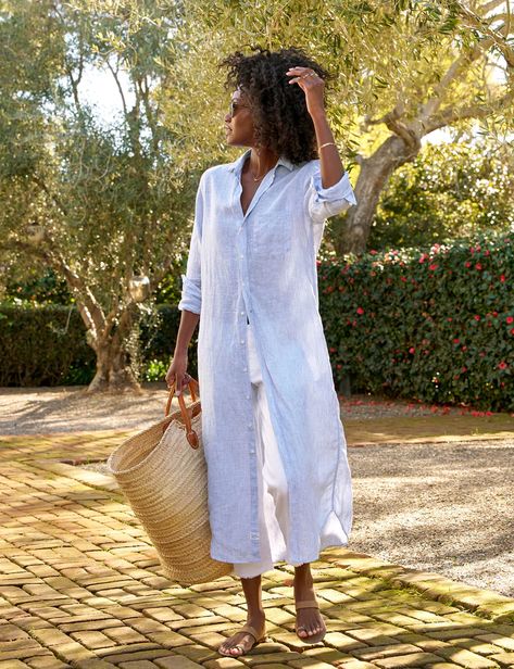 Rory, Maxi Shirtdress, Blue | Frank & Eileen California Chic, Frank And Eileen, Casually Chic, Roll Sleeves, Mexico Style, Summer Uniform, Frank & Eileen, Full Length Dress, Button Up Dress