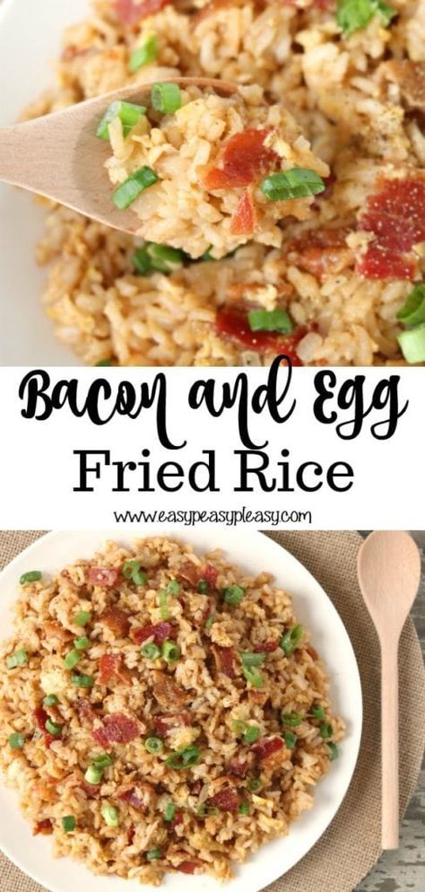 Leftover Bacon Recipes Dinners, Rice Variations, Bacon Fried Rice Recipe, Bacon Rice, Breakfast Fried Rice, Foreign Recipes, Breakfast Rice, Rice Seasoning, Bacon Dishes