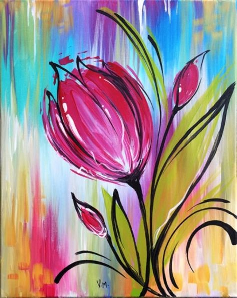 40 New Acrylic Paintings to Admire Tulip Painting, Paint Nite, Simple Acrylic Paintings, Night Painting, Beginner Painting, Painting Class, Easy Paintings, Painting Projects, Acrylic Art