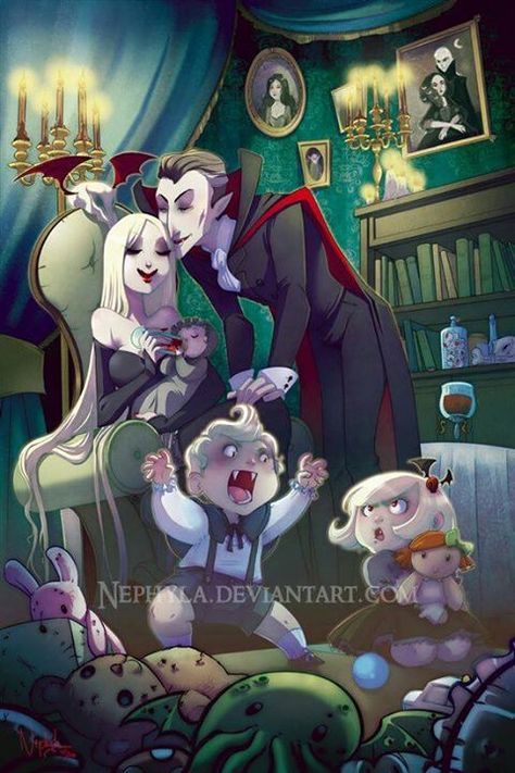 . Monster Family Art, Vampire Family Aesthetic, Vampire Family Art, Vampire Horror Art, Gothic Family, Vampire Family, Vampire Love, Vampires And Werewolves, Vampire Art