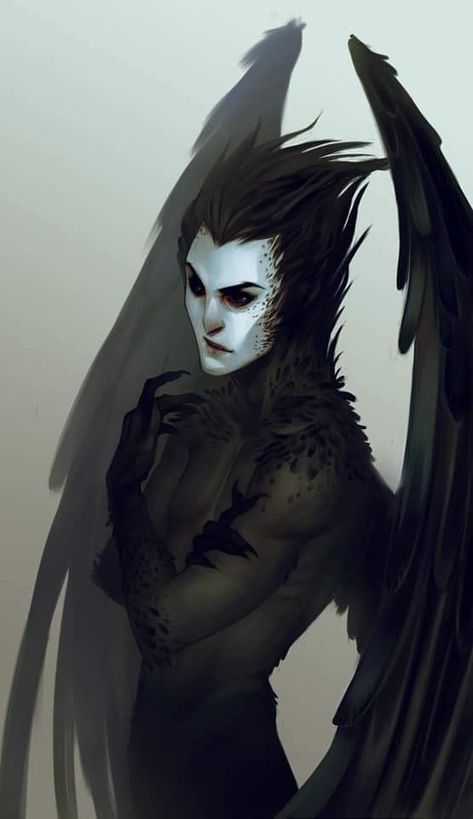 Raven Monster, Demon Concept Art, Characters References, Dnd Npc, Female Monster, Bird People, Hybrid Art, Humanoid Creatures, Crow Art