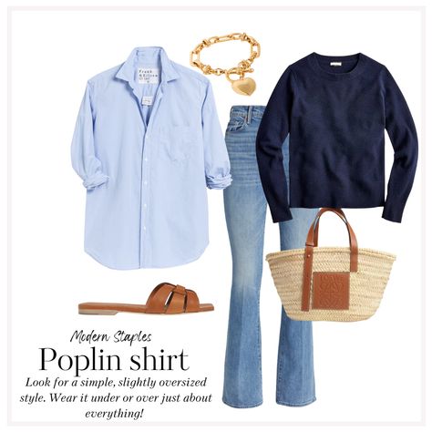 Poplin Shirt Outfit, So Susie, Dressing Ideas, Coastal Grandmother, Tall People, Italy Trip, Best Outfits, Real Style, Jeans Outfit