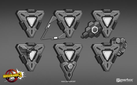 ArtStation - Borderlands 3 - Shield Concepts, Max Davenport Sci Fi Shield Concept Art, Sci Fi Shield, Scifi Shield, Borderlands Art, Armor Vest, Sci Fi Props, Borderlands 3, Game Props, Magic Powers