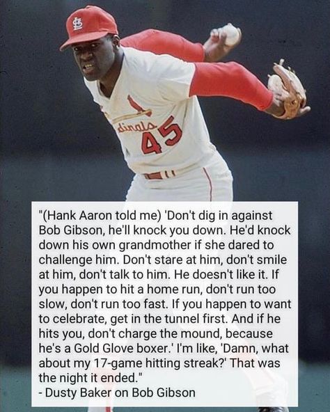 Greatest Show on Dirt on Instagram: ""I hated the All-Star Game. I hated having to talk to guys that I spent the rest of the season trying to kick their ass. They were the enemy to me." - Bob Gibson" Stl Cardinals Baseball, Bob Gibson, Sports Pics, St Louis Cardinals Baseball, Detroit Tigers Baseball, Stl Cardinals, Tigers Baseball, History Education, Cardinals Baseball