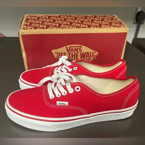 Vans Authentic Red Size Us Women / 8.5 M Brand New With Box Vans Authentic Red, Brown Vans, Maroon Vans, Galaxy Shoes, Vans Slip On Shoes, Gold Vans, Vans Red, Vans Black And White, Club Shoes