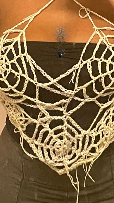 Crochet Freehand, Freestyle Crochet, Crochet Web, Free Form Crochet, Crochet Spider, Fashion Process, Web Top, Boho Inspo, Crochet Bra