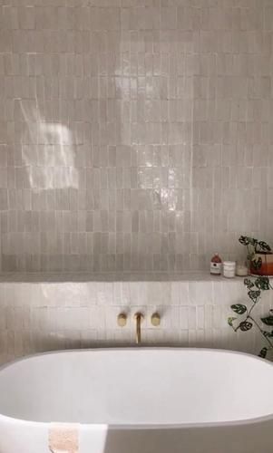 Gallery – TILES OF EZRA Tiles Of Ezra Bathroom, Tiles Of Ezra, Modern Moroccan House, Moroccan Houses, Bathtub Tile, Natural Bathroom, Bathtub Walls, Modern Moroccan, Bay House