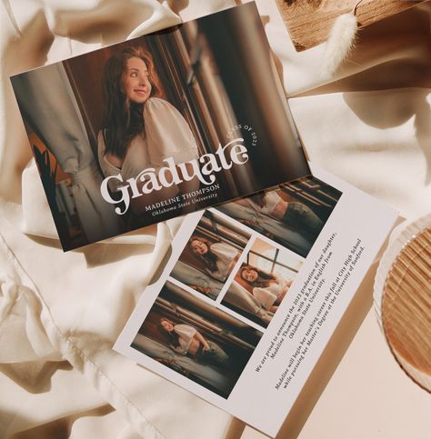 Minimalist Vintage Retro Photo Collage Graduation Announcement Creative Graduation Invitations, Grad Announcements College, Graduation Card Ideas Invitations, Graduation Announcements College, Graduation Announcement Ideas, Graduation Invitation Ideas, College Grad Announcements, Senior Dress, Grad Invites