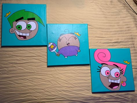 Parents Painting, Casual Grunge Outfits, Disney Canvas Paintings, Tiktok Tutorial, Cosmo And Wanda, Casual Grunge, Disney Canvas, Fairly Odd Parents, Odd Parents