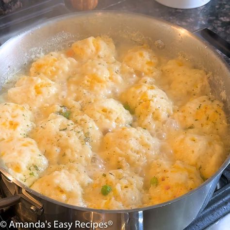 Chicken And Dumplings Made With Cheddar Bay Biscuits - Amanda's Easy Recipes Chicken And Dimplings, Iowa Maid Rites, Biscuit Chicken And Dumplings, Maid Rites, Red Lobster Biscuit Mix, Easy Chicken And Dumplings Recipe, Turkey And Dumplings, Chicken Dumpling, Loose Meat Sandwiches