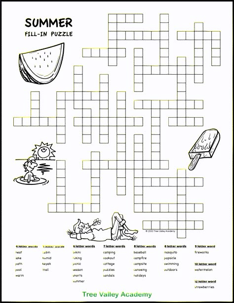 Free printable summer themed fill-it-in puzzles for kids. This fun and educational word puzzle has a lot of camping words so would be especially great to take on your families next camping trip. Pdf includes answer pages. Word Fill In Puzzles Free Printable, Summer Puzzles Free Printable, Summer Crossword Puzzle Free Printable, Fill In Puzzles Free Printable, Cross Word Puzzles For Kids, Summer Crossword Puzzle, Summer Crossword, Word Puzzles Printable, Kids Crossword Puzzles