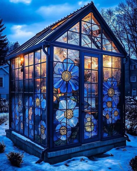 Glass Window Greenhouse, Stained Glass Greenhouse, Glass Green House, Orangery Conservatory, Bohemian Homes, Victorian Greenhouse, Pretty Scenery, Glass Greenhouse, Stain Glass Window Art