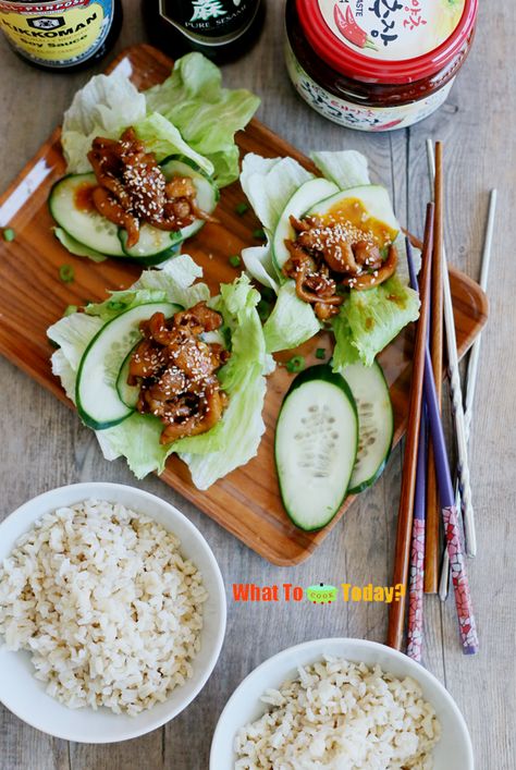 Korean Lettuce Wraps, Rolled Chicken Breast, Bibb Lettuce, Soy Sauce Chicken, Korean Chicken, Lettuce Wrap Recipes, Sauce Chicken, Lettuce Wrap, Korean Recipes