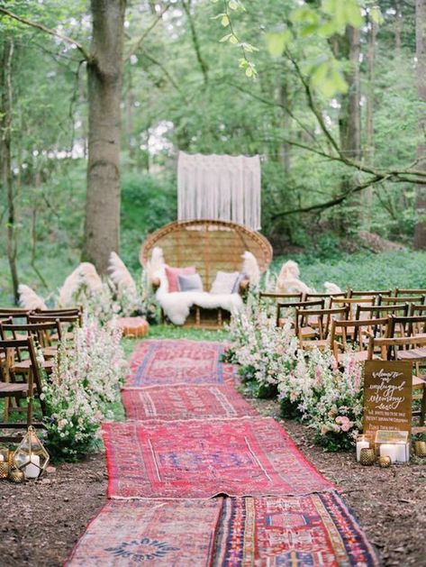 STYLECASTER | A Backyard Wedding Is Your Excuse to Throw the Indie Shindig You've Always Dreamt of Woodland Wedding Ceremony, Wedding Woodland, Woodland Wedding Inspiration, Magical Woodland, Hippie Wedding, Magical Wedding, Woodland Wedding, Forest Wedding, Festival Wedding