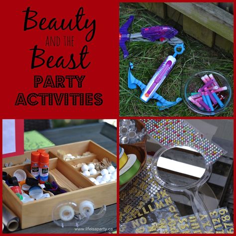 Beauty and the Beast Party Activities -5 great Beauty and Beast themed party activities with inexpensive and easy to find materials that every kid would love.  Set-up stations in your backyard and have the best party ever! Beauty And The Beast Activities, Beauty And The Beast Birthday, Belle Birthday Party, Beauty And Beast Birthday, Life Is A Party, Beauty And The Beast Theme, Belle Birthday, Beauty And Beast, Beauty And The Beast Party