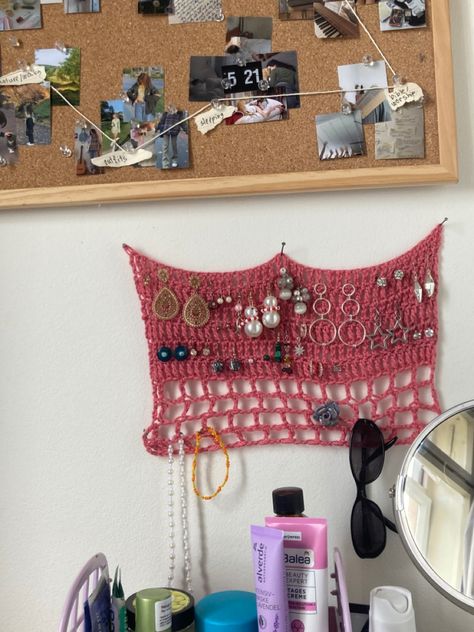 Knitted Earring Holder, Crochet Earring Hanger, Crochet Jewelry Holder, Jewellery Organiser, Earring Hanger, Jewellery Holder, Earring Storage, Jewelry Hanger, Crochet Home Decor