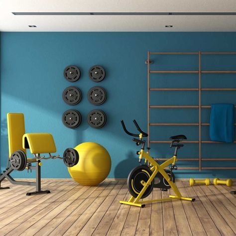 Workout Room Colors, Gym Colors Ideas, Home Gym Paint Colors, Basement Gym Ideas, Cleaning White Walls, Small Home Gym, Basement Gym, Exercise Room, Gym Room At Home