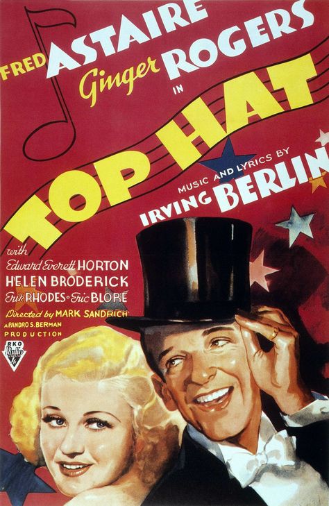 "Top Hat" (1935) with Fred Astaire and Ginger Rogers Top Hat 1935, Mary Stewart, Vintage Films, Fred And Ginger, Filmy Vintage, Old Movie Posters, Film Vintage, John Wilson, Jitterbug