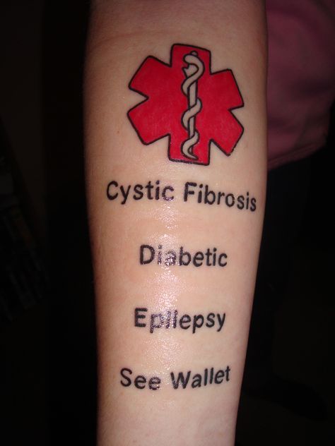 Medical Alert Tattoo Medical Id Tattoo, Medical Alert Tattoo Ideas, Medic Alert Tattoo, Tattoos For Diabetics, Epileptic Tattoo, Medical Tattoos, Medical Alert Tattoo, Medical Alert Symbol, Medical Tattoo