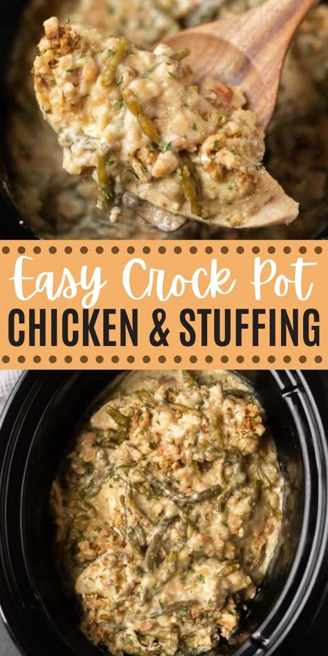 Crockpot Chicken and Stuffing (and VIDEO_ - Chicken and Stuffing Recipe Bland Chicken Recipes Crock Pot, Turkey Tenderloin And Stuffing Crockpot, Cheesy Chicken And Stuffing Crockpot, Chicken Stove Top Crock Pot, Chicken And Stove Top Stuffing Casserole Crock Pot, Crock Pot Chicken With Stove Top Stuffing, Crockpot Stuffing Casserole, Stove Top Stuffing Chicken Crockpot, Chicken Gravy Stuffing Crockpot