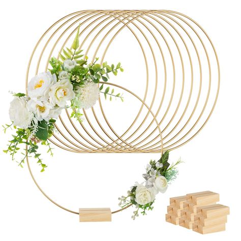 PRICES MAY VARY. Perfect size for DIY centerpieces: Save money without sacrificing style with our Budget-Friendly DIY dream catcher rings 12 inch. Crafted from gold rust-resistant metal circular single hoop and high-quality wood with rustic detailed grains, our metal hoops for crafts are both durable and beautiful. These ring centerpiece for table are perfect for adding a touch of vintage charm to your table decor. No flowers included: This package includes 10 pack 12 inches / 30cm metal hoop an Hoop Centerpiece, Atrapasueños Diy, Macrame Hoop, Ring Wreath, Wood Centerpieces, Hula Hoops, Dream Catcher Diy, Large Macrame, Floral Hoops