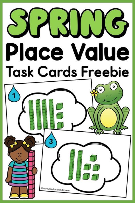 Free Place Value Activities, Place Value For Grade 1, Base 10 Blocks Printable Free, Place Value Kindergarten, Spring Math Centers Kindergarten, Place Value Centers, Spring Math Kindergarten, Place Value Blocks, Kindergarten Spring