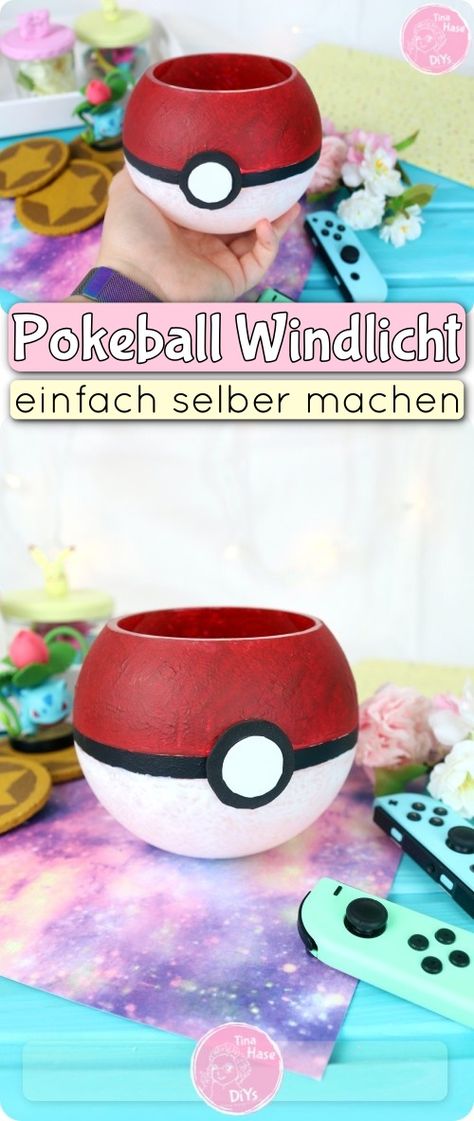 Pokeball DIY Windlicht mit Bastelanleitung Anime Otaku DiY / Anime & Manga DiYs selber machen DIY Blog mit Bastelanleitungen für Teenies & Anime Fans Pokemon Diy Crafts, Pokeball Diy, Diy Pokeball, Diy Manga, Diy Pokemon, Pokemon Themed Party, Anime Diys, Pokemon Room, Pokemon Diy