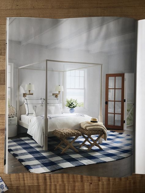 Serena and lily gingham rug Gingham Rug, Goose Down Pillows, Four Poster Bed, Sofa Set Designs, Pondicherry, Poster Bed, Four Poster, Serena And Lily, Dreamy Bedrooms