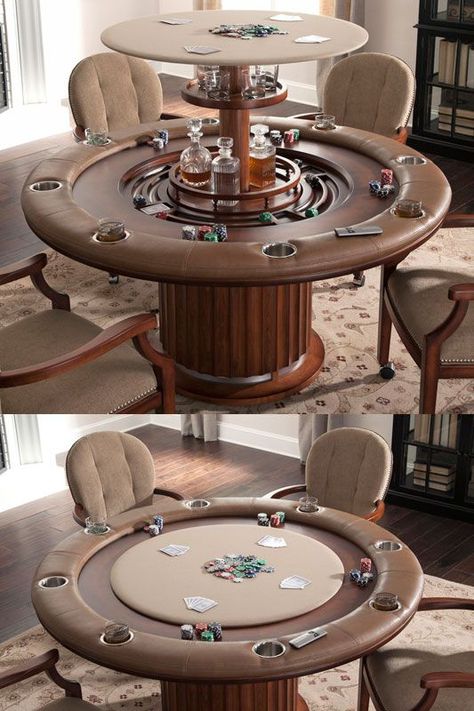 Recreational Room, Poker Room, Man Cave Home Bar, Man Caves, Man Cave Garage, Poker Chips, Cool Ideas, Table Games, Poker Table