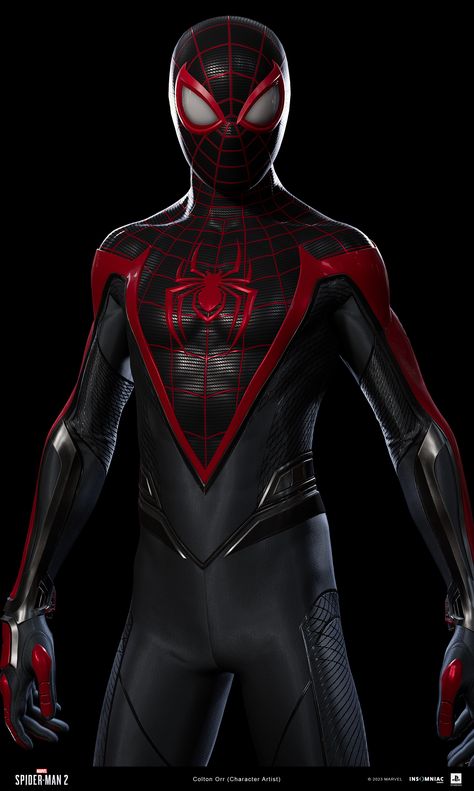 Spider Man 2 Miles Morales, Spiderman Classic, Iron Spider Suit, Web Shooters, Comic Box, Spiderman Miles, Miles Spiderman, Spiderman Suits, Man Suits