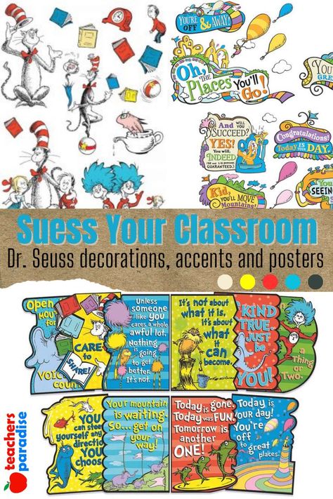 Dr Seuss Classroom Theme, Dr Seuss Characters, Dr Seuss Classroom, Seuss Classroom, The Cat In The Hat, Inspiring Messages, Cat In The Hat, Classroom Crafts, Classroom Themes