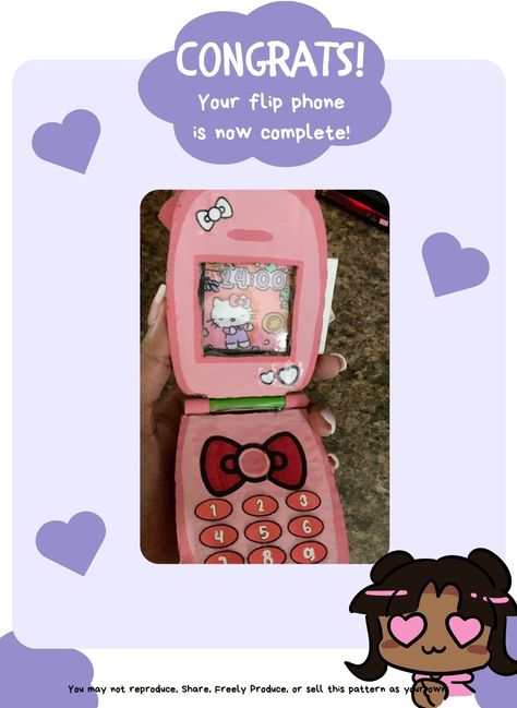 Printable Flip Phone, Cardboard Flip Phone, Hello Kitty Printable, Phone Craft, Hello Kitty Printables, Easy Paper Crafts Diy, Flip Phone, Diy Presents, Flip Phones