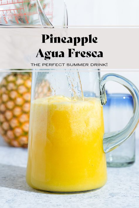 Auga Fresca, Pineapple Agua Fresca, Agua Fresca Recipe, Mexican Sweets, Homestead Recipes, Pineapple Pizza, Mexican Drinks, Perfect Summer Drink, Pineapple Recipes