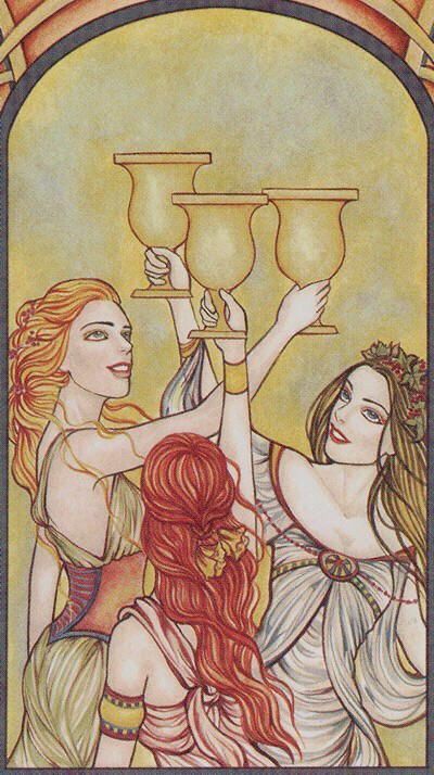 Gnarly Tattoos, 3 Of Cups, Three Of Cups, Tarot By Cecelia, All Tarot Cards, Cup Tattoo, Tarot Tattoo, Cups Tarot, Tarot Astrology