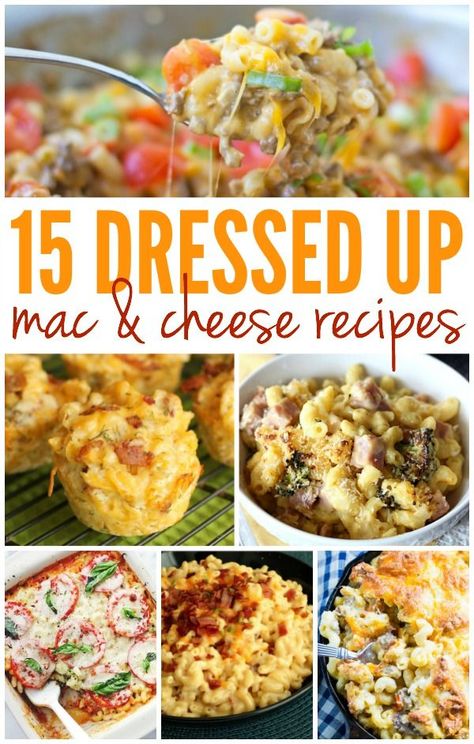 Satisfy your craving for comfort food with these dressed up macaroni and cheese recipes! Dressed Up Mac And Cheese, Macaroni And Cheese Ideas, Craft Mac And Cheese Recipes, Doctored Up Mac And Cheese, Mac And Cheese Meals Dinners, Macaroni And Cheese Dinner Ideas, Macaroni Noodles Recipes, What Goes With Mac And Cheese Meals, Recipes With Mac And Cheese