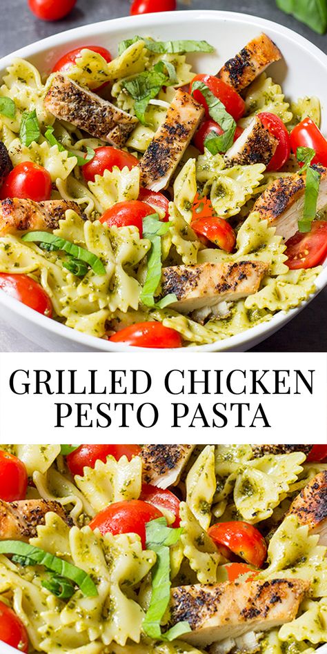 Pasta With Grilled Chicken, Grilled Chicken Pasta, Summer Pasta Recipes, Pesto Chicken Pasta, Summer Pasta Salad, Grilled Chicken Salad, Mood Food, Pasta Dinner Recipes, Health Dinner Recipes