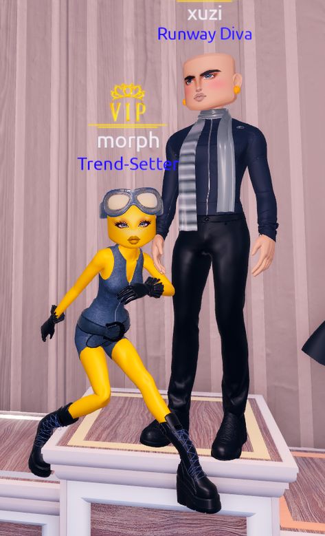 dti outfit, gru and minion, boss, cartoon, fictional character Di Collage Major, Cartoon Dti Outfit, Miraculous Characters Dti, Minion Dti Outfit, Dti Outfit Ideas Flight Attendant, Music Festival Dti Roblox Outfit, Pose 28 Dress To Impress Funny, Dress To Impress Funny Outfits, Funny Dress To Impress Outfits