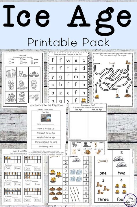 Ice Age Printable Pack - Simple Living. Creative Learning Ice Age Activities For Kids, Start Homeschooling, Study Craft, Unit Studies Homeschool, School Age Activities, History Worksheets, How To Start Homeschooling, Science Worksheets, Reading Comprehension Worksheets