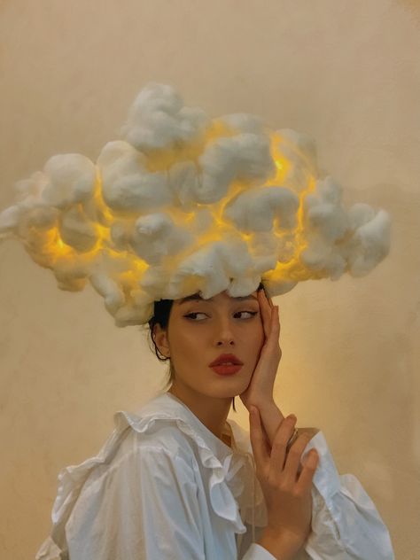 Cloud Hat, Witches And Warlocks, Pebble Crafts, Glass Pebbles, Crazy Hats, Creative Photoshoot Ideas, Halloween Inspo, Artistic Inspiration, Moon Flower