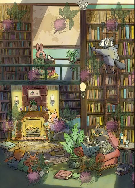 Critters Reading in Library Poster – Novelbookstore.co Reading In Library, Library Artwork, Library Drawing, Library Poster, Library Posters, Adorable Stickers, Library Art, Stationery Stickers, Good Read