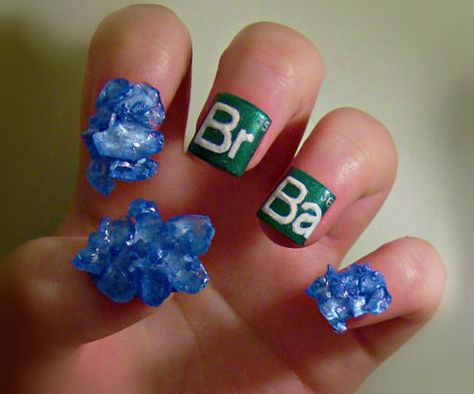 Breaking Bad nails Breaking Bad Nails, Bad Nails, Crazy Nail Designs, Crazy Nail Art, Crazy Nails, Creative Nails, Manicure E Pedicure, Breaking Bad, Cultura Pop