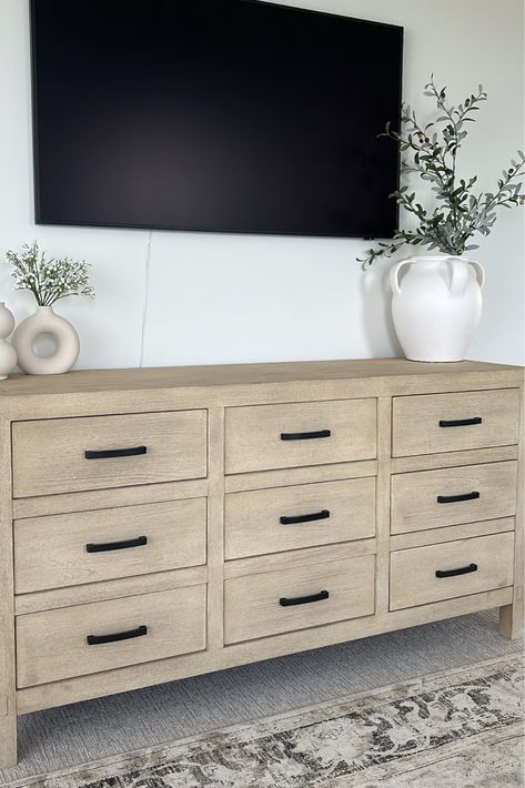 Linwood 9-Drawer Dresser curated on LTK Master Bedrooms Dresser, Dresser With Tv Mounted Above, Long Dressers Bedroom, Large Dresser Bedroom, Tv Over Dresser In Bedroom, Large Bedroom Dresser, Big Dresser, Tv Mounted, Dresser With Tv