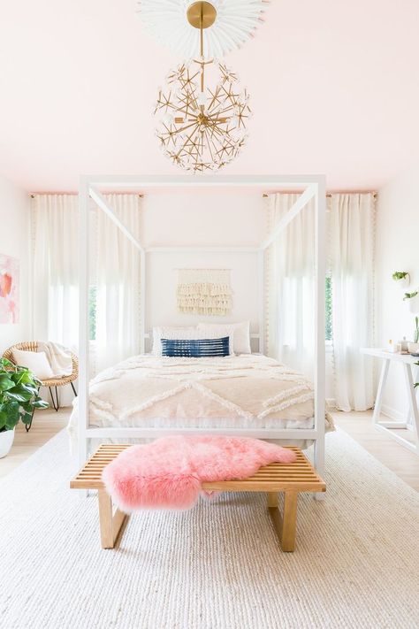 Blanched Corals -Benjamin Moore's Blanched Coral, Light Pink Bedrooms, Girly Pink Bedroom, Blush Bedroom, Princess Bedrooms, Pink Bedroom Design, Pink Bedrooms, Girl Bedroom Designs, Preppy Room, Progress Report