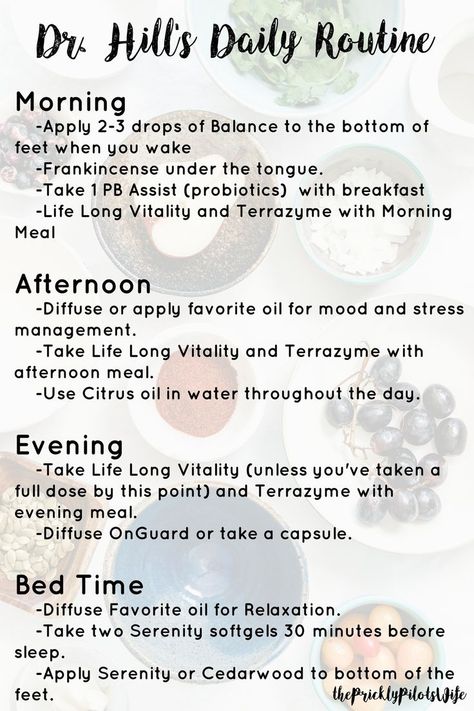 Dr. Hill's daily doTERRA Essential Oil Routine! Here's the quick guide! Save and read later the details of Dr. Hill's recommended essential oil routine.  Learn more about essential oils and supplements on my blog @ www.thepricklypilotswife.com #doterra #drhill #essentialoils Doterra Slim And Sassy, Slim And Sassy, Essential Oils For Pain, Doterra Essential Oils Recipes, Cholesterol Remedies, Detox Tips, Doterra Oils, Oil Uses, Doterra Essential Oils