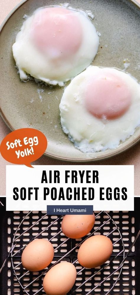 Eggs In Air Fryer, Air Fryer Eggs, Easy Poached Eggs, Soft Poached Eggs, Air Fryer Recipes Breakfast, New Air Fryer Recipes, Air Fryer Recipes Snacks, Air Fryer Cooking Times, Cooks Air Fryer