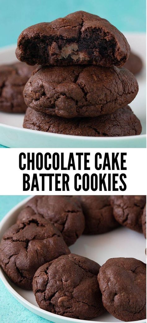 Chocolate Chips Recipe, Amazing Chocolate Cake, Chocolate Fudge Cookies, Chocolate Cake Mix Cookies, Cake Batter Cookies, Fudge Cookies, Cake Recipes Easy Homemade, Easy Chocolate Cake, Easy Cheesecake Recipes