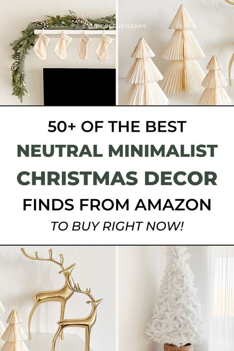 neutral christmas decor, minimalist christmas decor White And Beige Christmas Decor, Christmas Decor List, Modern Neutral Christmas Decor, Nude Christmas Decor, Organic Modern Christmas, Christmas In The Desert, Chic Christmas Decor Ideas, Minimalist Christmas Decor Ideas, Amazon Christmas Decor